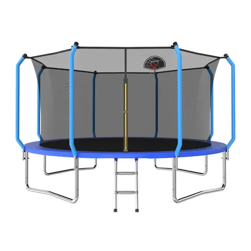 Mersco Kids Recreational Trampoline - 8/10/12/14 ft Galvanized Steel Frame, 960Lbs Capacity, Safety Net, Hoop, Blue High-Bounce Outdoor Trampolines for Kids' Play Jumping Equipment,summerwins,father'sdaygifts,bathingsuitwomenset