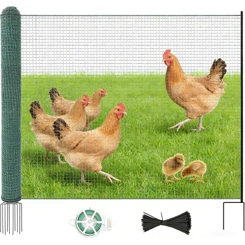 ABORON Sturdy Fiberglass Non-Electric Fence Netting with Double Spikes - 40" x 164' Mesh Grid Roll, 200 Zip Ties Incl, Lightweight Portable Easy-Setup Boundary for Chickens, Gardens, Predators & Animals