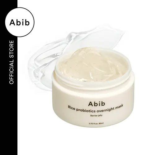 Abib Rice Probiotics Overnight Barrier Jelly Mask - Hydrating Facial Jelly Mask for Dry & Dull Skin, Slugging-Friendly Anti-Age Pick for Night Routine, Barrier Repair, Nourishment, 2.7 fl oz, Radiant & Plump Skin
