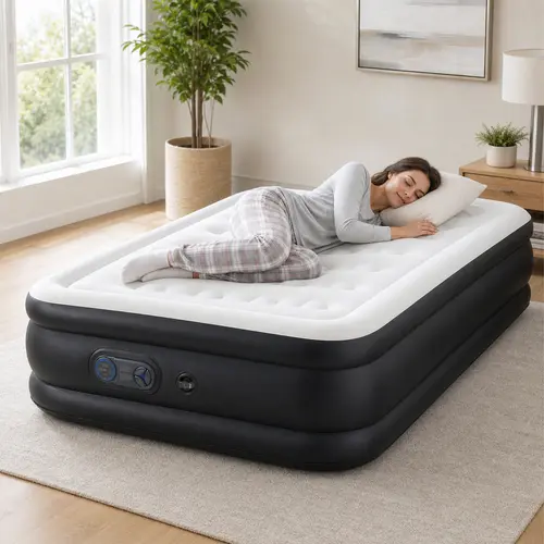 【Summer Sale】Air Mattress - Summer Cooling Inflatable Airbed Mattress with Built-in Pump, Double Height, Adjustable Portable, Breathable Cool Sleep Surface for Home Camping