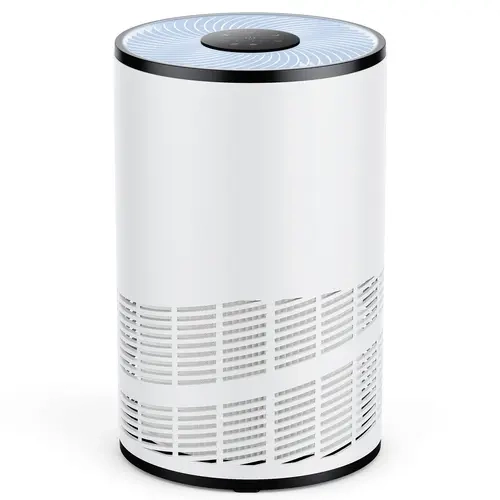 Sweetcrispy Compact Residential Air Purifier for Home Users, True HEPA Filter, PM2.5 Sensor, 25dB Sleep Mode, 360° Air Outlet, Real-Time Monitoring, 4 Speed Control Panel, High CADR for Fast Refresh, 1200ft² Coverage, 225x225x364mm Size