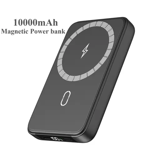 Hiluckey Magnetic Power Bank 10000mAh - 20W PD Fast Charging Wireless Lithium Ion Charger with LED Display, USB-C I/O, Smartphone Charging Solution for iPhone16/15/14/13/12 Series, Back to School Battery Anxiety Solution