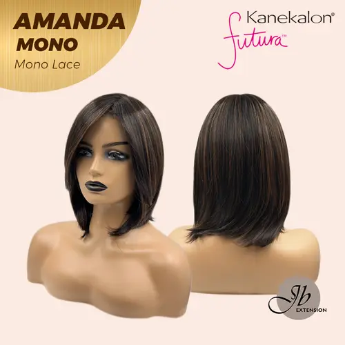 JBEXTENSION AMANDA MONO Full Monofilament Handmade Full Lace Full Hand Tied Wig 10 Inches Mono Lace Handmade Futura Fiber Wig Glueless Wig AMANDA MONO【BENDY EAR TABS】