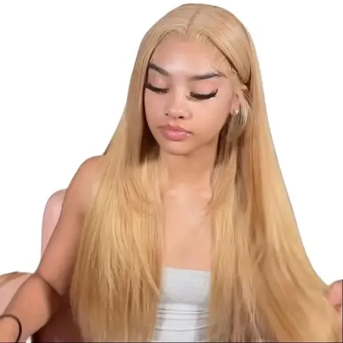 Hot Star 27# Honey Blonde Wig Human Hair 13x6 HD Transparent Straight Lace Front Wigs Pre Plucked 180% Density