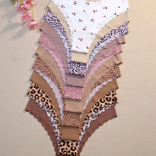 Women's Leopard Print Triangle Briefs, Fashion Breathable Underwear, Seamless Comfortable Breathable Underwear, Bohemian Style, All Seasons, Fitted Casual, Breathable Seamless Panties, Leopard Print Panty