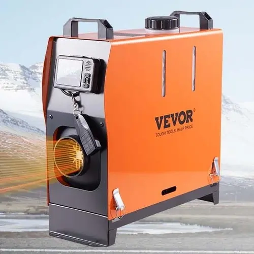 VEVOR 12V 8KW 5L All-in-1 Air Heater, Bluetooth App, LCD Display, Timer, Aluminum Components, Adjustable Heating Temperature, Altitude-Aware, 10min Heat Boost, 0.16-0.62 L/H, 215-269ft²/20-25m², Outdoor Cabin Use, 12V RV/Boat Ready, Fast Shipping
