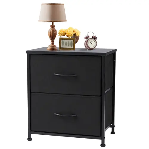 Sweetcrispy 2-Drawer Modern Wood Nightstand - Bedside End Table with Water-Resist Top, Plastic Feet, Adjustable Height, All the Tools for Easy Setup, Stable on Uneven Surfaces, Multipurpose Indoor Storage Cabinet Furniture