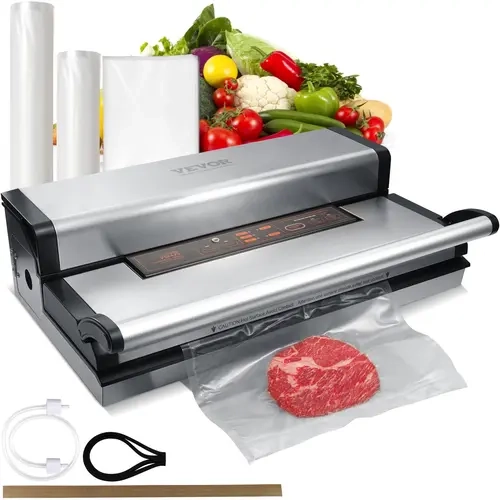 【Fallpicks】VEVOR Vacuum Sealer Machine, 95Kpa 350W Powerful Dual Pump and Dual Sealing, Dry and Moist Food Storage, Automatic and Manual Air Sealing System with Built-in Cutter, with Seal Bag and External Hose