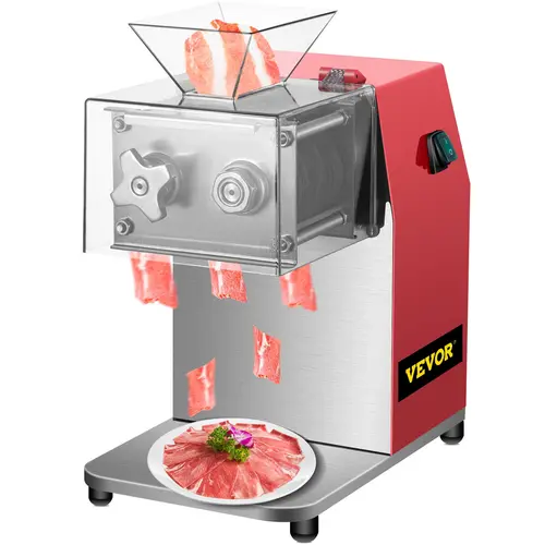 【Fallpicks】VEVOR Commercial Meat Cutting Machine, 551 Lbs/H 850W Meat Shredding Machine, 3.5mm Blade Electric Meat Cutter, Stainless Steel Restaurant Food Cutter, for Kitchen Supermarket Lamb Beef Chicken, Red