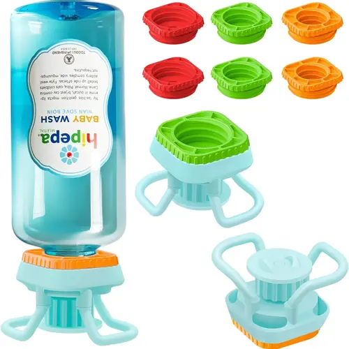 LUVAN Plastic Bottle Emptying Kit - 2/4/6 Packs Option, 4-Pack Inverted Stands (6 Inverted Bottle Stands Total), Squeeze-Fit Most, Leak-Proof, Multi-Size Round Cap, Upside Down Dispenser for Lotion, Drinks