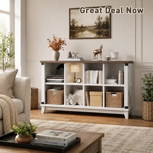 Raybee Furniture 6/8/9 Cube Storage Organizer & Shelves for Bedroom, Bookshelf with Storage, Farmhouse Bookshelf for Office & Closet Storage