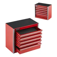 【DealsForYouDays】VEVOR Metal Tool Box, 8.6-inch, Portable Metal Tool Box with 5 Drawers, Small Tool Chest with EVA Liners and PP Feet Pads, Heavy-Duty Steel With Ball Bearing Opening and Powder Coated Finish, Red
