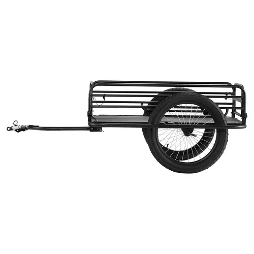 VEVOR Carbon Steel Portable Bike Cargo Trailer, 275 lbs Load Capacity, 20" Dual-Wheel Gravel Grip Stability, Fold & Store Fast, Quick Release, Universal Hitch, Reflective Strips, Toolkit Incl., Fits Most Bikes, Outdoor Camping Use