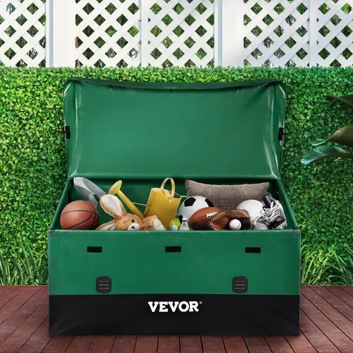 【Fallpicks】VEVOR 230 Gal Large Outdoor Storage Box - Deck Storage Boxes Outdoor Waterproof, Lightweight Multipurpose Organizer Bins with Waterproof Compartments, PE Tarpaulin, Poolside Use, Drainage, Corner Protectors, Mesh Vents