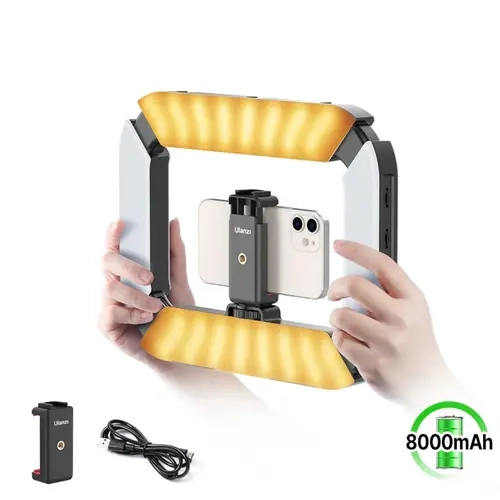 Ulanzi U200 Handheld Ringlight - Rechargeable Photographic Fill Light, Vlogging Equipment, Studio Lighting, Soft Light, Rig with Phone Clip, Cold Shoe, Stabilizer for Content Creators, Smartphones, Action Cameras, Vlogging Use