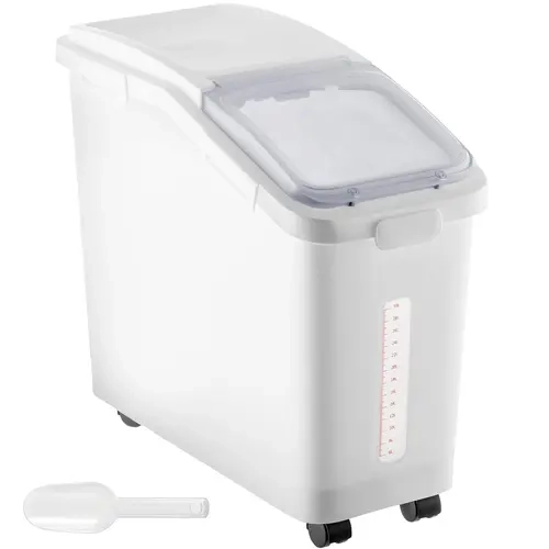 【Fallpicks】VEVOR Durable Plastic Organizer - Rotatable Airtight PP Box (15L-50L), Damp-Proof Airless Bin with Lid, Kitchen Organizer with Measuring Cups & Attachable Casters for Pet Food, Rice, Durable Plastic Organizers