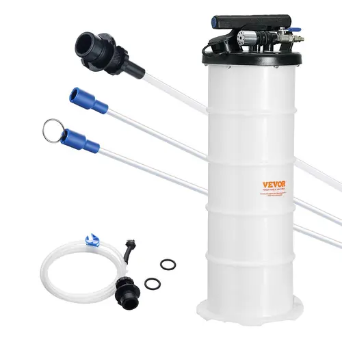 【Fallpicks】VEVOR Dual-Mode Vacuum Fluid Extractor Kit, 1.74 Gal (6.5L) Pneumatic-Manual Oil Changer with Dipstick, Liquid Suction Hose, Main Tube, 4 Tube Sizes for Deeper Reach, Multi-Fluid Use for Cars, Lawnmowers, Yachts