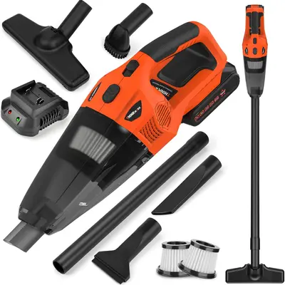 【DealsForYou】 THINKWORK Handheld Vacuum Cordless 20V with Battery, Strong Suction Powerful Portable Shop Vacuum Wet/Dry 150W Motor for Floor, Carpet
