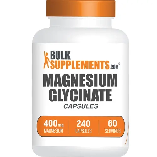 BulkSupplements Magnesium Glycinate Dietary Supplement Capsules - 400mg Magnesium per Serving - 240 Capsules - Stress Reliever, Anti-Stress & Calm Sleep Support Mineral - Bone Health