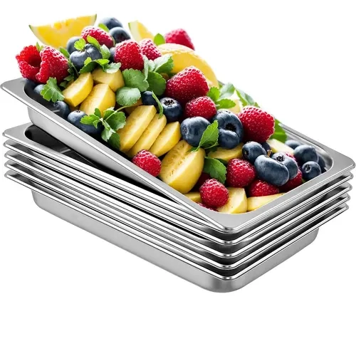 【Fallpicks】VEVOR Stainless Steel Steam Table Pans (4-Pack & 6-Pack Options), Full Size 20.9x12.8x2.6in 8.5L Thermal Cookware, 0.8mm Anti-Jam Deep Food Container, 932°F Heat Ready Easy Clean Oven Tray, 13.5 Gal/51L Total for Busy Buffets