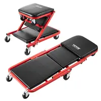【DealsForYouDays】VEVOR Foldable Z Garage Creeper, 36 in, 300 lbs Load Capacity Rolling Folding Mechanic Creeper Stool, with 6 Wheels Tool Tray Padded Seat Steel Frame, Lay Down or Sit Chair for Garage Shop or Home