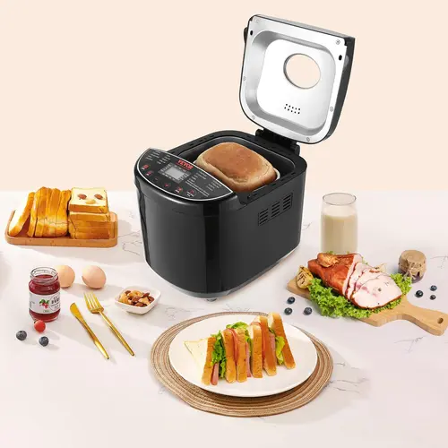 VEVOR Digital Breadmaker - 2LB Corded Automatic Compact Dough Machine for Home Kitchen, Nonstick Ceramic Pot, 19-in-1 Functions, 3 Crust Colors, Ingredient Reminder, Delay Start, 1-Key Baking, Household Appliances for Bread Making, Cake, Jam