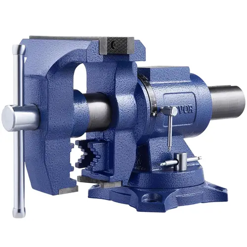 【Fallpicks】VEVOR Heavy Duty Ductile Iron Bench Vise, 6.5in Wide Jaw Opening, 5in Max Jaw Opening, 3" Throat, Magnetic Pad, Large Anvil, 360° Swivel Base Head, 5620lbs Clamp Force, for Metalworkers, Pipe Repair