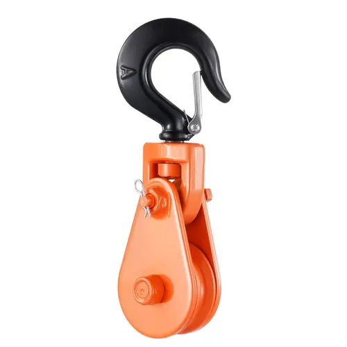 【Fallpicks】VEVOR 2-Ton Alloy Steel Pulley Block, 360° Swivel Hook, 3" Sheave, 3/8" Wire Rope, 2.9" Smooth Pull, 180° Swinging Lifting Ring, 10000 lbs Heavy Duty for Vehicle Recovery, Construction Sites & Lifting Tasks