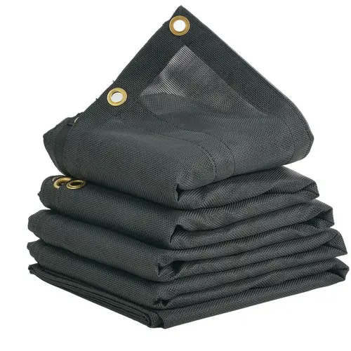 【Fallpicks】VEVOR Heavy-Duty 1000D Mesh Truck Bed Cover, 18oz Vinyl Coated Black, 7x14 ft Trailer Fit, Double-Pocket, Brass Grommets, Double-Needle Stitch Webbing, Fits Manual-Electric Dump Systems, 3.5±0.4 Inches Thick, Tough Breathable Wear-Resistant