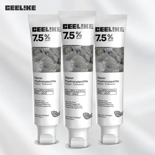 CEELIKE Hydroxyapatite Toothpaste 3-Pack, Fluoride-Free Oral Care Products for Adults, Gentle Mint Flavor, Enamel Repair & Strengthening, Remineralize Teeth, Teeth Whitening & Breath Freshening