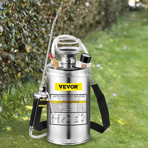 【Fallpicks】VEVOR Stainless Steel Sprayer, Set with Wand& Handle& Reinforced Hose, Hand Pump Sprayer with Pressure Gauge&Safety Valve, Adjustable Nozzle Suitable for Gardening& Sanitizing
