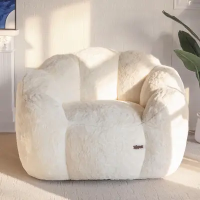 [Deals for You] MAXYOYO Floral Bean Bag Chair for Adults, Ultra Soft Faux Fur Floor Sofa with Petal Back Reading Chair Stuffed Lazy Loveseat Couch for Living Room Bedroom Giant Size Mega Comfy Beanbag Sofa Lounge Beanbag