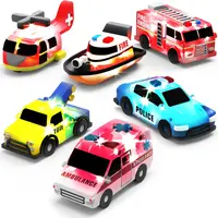 Tub Works Emergency Cars Light Up Bath Toys 6 Pack Water Activated Flashing Colors Soft Squeezable Sensory Toys for Kids Bath Fun in the Tub