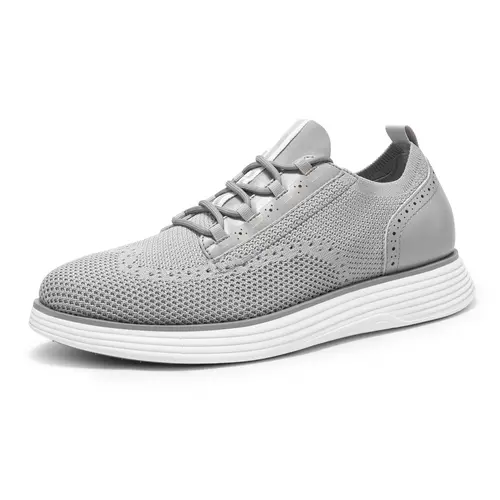 BRUNO MARC MaxFlex Men's Synthetic Knitted Smart Casual Oxford Sneakers - Laces, Round Toe, Brogue Detail, MD Rubber Outsole, Low Top, Breathable All Seasons Shoes for Commuting, Dressy Footwear