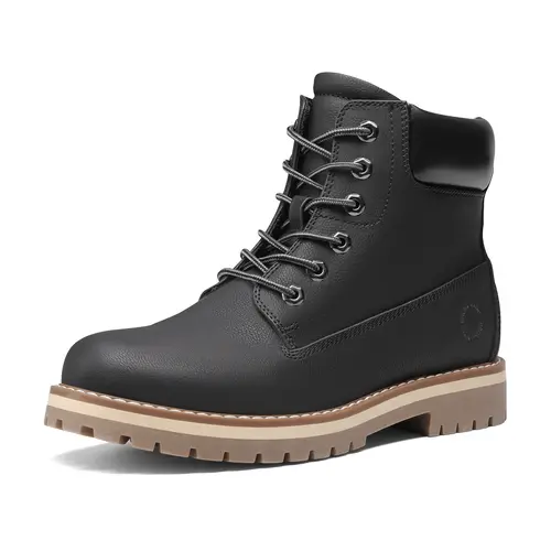 BRUNO MARC Men's HighShield-1 Closed Lace-Up Cuban Heel Ankle Boot Style Walking Shoes, Breathable Round Toe, Splash-Resistant Upper, Slip-Resistant Sole, Easy Wear Footwear for Outdoors