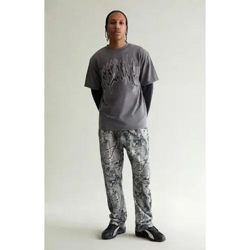 Pacsun Men's Gray Camo Straight Leg Sweatpants
