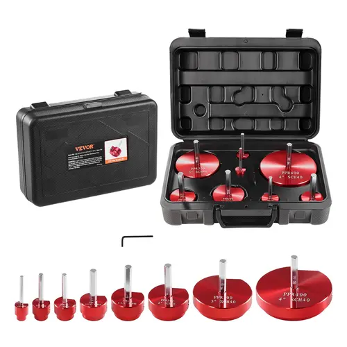 【toolupgrade】VEVOR Durable Long-Lasting Rust-Resist Alloy PVC Pipe Reamer Kit, Multi-Size Socket Saver for 1/2"-4" SCH 40 PVC/ABS/CPVC Fits, Easy-to-Disassemble Efficient-Cleaning Plumbing Tool for Water Lines, Kitchens, Pipeline Repair