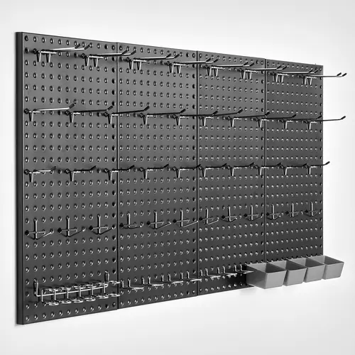 VEVOR Sturdy Corrosion-Resistant Metal Pegboard Set - 4 Pcs 24" x 12" Pegboard Panels with Accessories, Hanging Tool Rack for Garage Tool Storage & Home Organization, Easy Installation for Hand Saws