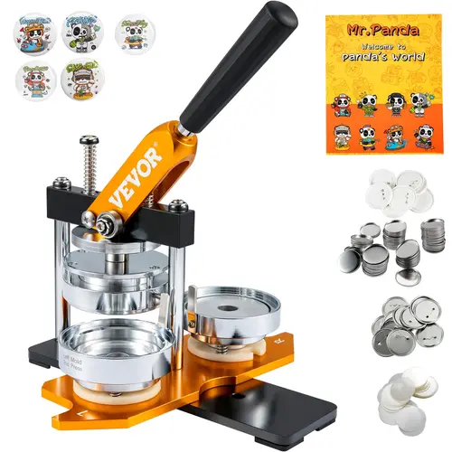 【toolupgrade】VEVOR 3-in-1 Custom Badge Maker Machine Kit, 75 mm Handheld Plastic-Steel Alloy Button Punch Press with Comfortable Grip, 500pcs Button Parts, Circle Cutter, Magic Book, Animal Badges for Children DIY Gifts, Anniversaries (Sewing Accessories)