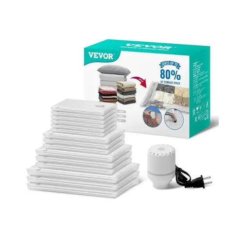 VEVOR 15-Pack Reusable Compression Bags with Electric Pump, Home Organiser Tool, Father's Day Gift for Comforters, Clothes, Travel Essentials