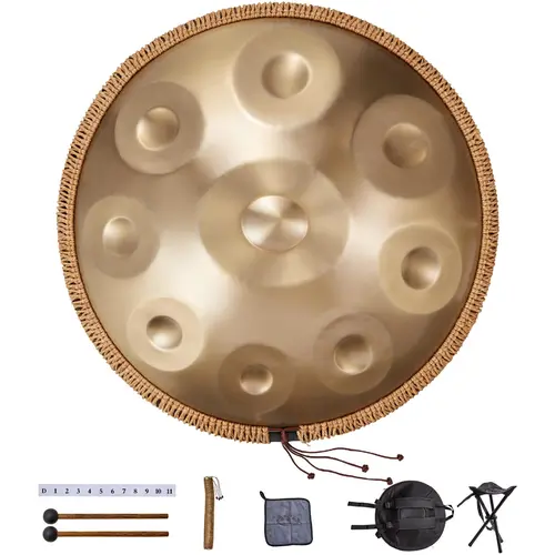 VEVOR Handpan Drum - 22 in 9-Note D Minor New Steel Musical Instrument with Mallets, 440Hz Precise Tuning, Stand, Carry Bag, Ethereal Sound for Beginners, Children (Mind Healing, Calm Down)