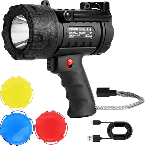 VEVOR Rechargeable LED Spotlight Flashlight - 1000LM Tactical Light, Portable EDC Home Improvement Lighting, Mens Gifts, 4 Primary Modes, Adjustable Beam Torches