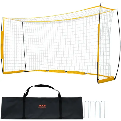 VEVOR Portable Soccer Goal, 12x6 ft Soccer Training Equipment for Adults, Steel-Fiberglass Structure Backyard Practice Net, All-Weather Outdoor Set with Carry Bag, Yellow