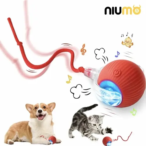 NIUMO Cat Toy Ball,Gift For Pets, Electric Cat Toy Ball with Rope, Interactive Cat Teaser Toy, Automatic Rolling Ball Toy, Pet Supplies, Dog & Cat Accessories, Valentine's Day Gift