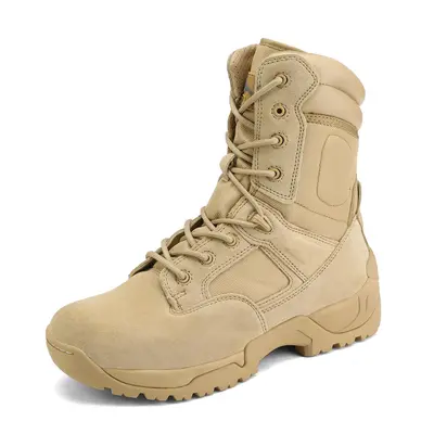 【DealsforYouDays】NORTIV 8 Men's Tactical Research Boots Breathable Abrasion-Resistant Leather Non-Slip Working Shoes - Round Toe - Laces & Zipper Closure - Winter Outdoor & Indoor Activities - Sand Worker Footwear tiktokshopspringglowup,summerwins,father