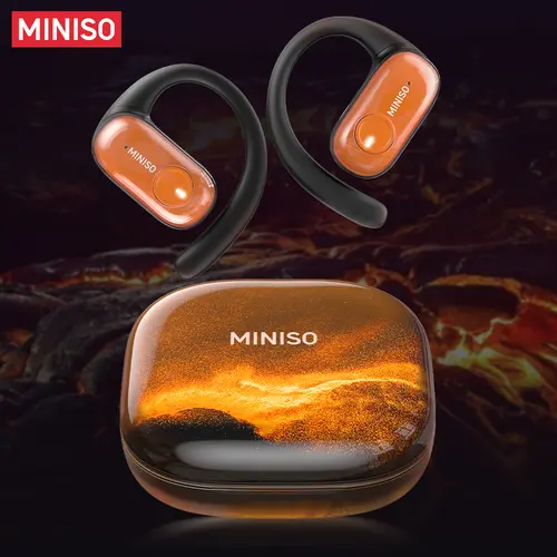 MINISO MS185 OWS Open Ear Bluetooth Headphones - Remote Control, Luminous Quicksand Hifi Sound, IPX5 Waterproof, Noise Cancellation, Sport-Ready Wireless Earbuds for Mobile Use