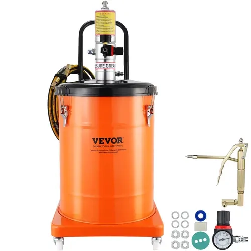 VEVOR Heavy Duty Built-to-Last Air Operated Grease Pump, 10.5 Gal/40L Pneumatic Bucket Pump with 13 ft High Pressure Hose, Grease Gun, Wheels, Wide Handle, 50:1 Ratio, 360° Nozzle Aim, 740g Capacity, NPT Fitting for Workshop, Field