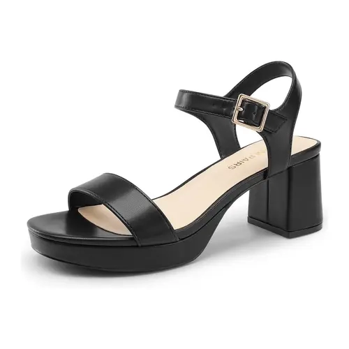DREAM PAIRS Women's Minimalist Classy Platform Square Toe Sandals - 2.56-inch Block Chunky Heel, Open Toe, Adjustable Ankle Strap - Shoes for Women for Wedding, Party
