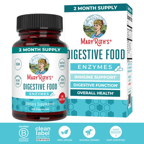 MaryRuth's Digestive Food Enzymes Capsules - Gut Health - Digestion & Immune Support - Vegan - 60 Servings