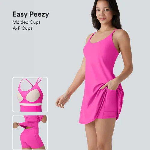 Halara Softlyzero Plush Molded Cups Adjustable Strap Backless Dance Active Dress-Easy Peezy Edition